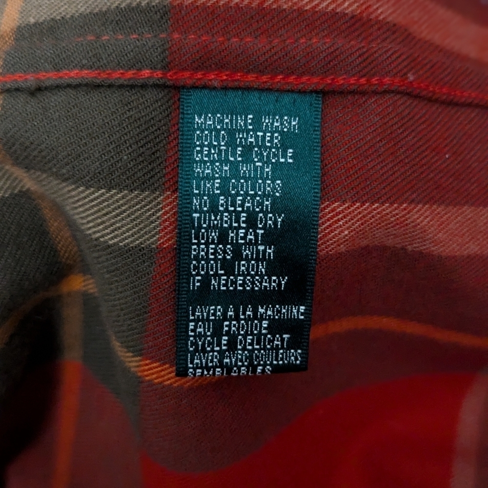 Lauren Ralph Lauren Plaid Flannel Shirt Red Cotton Button Up S - Picture 6 of 7